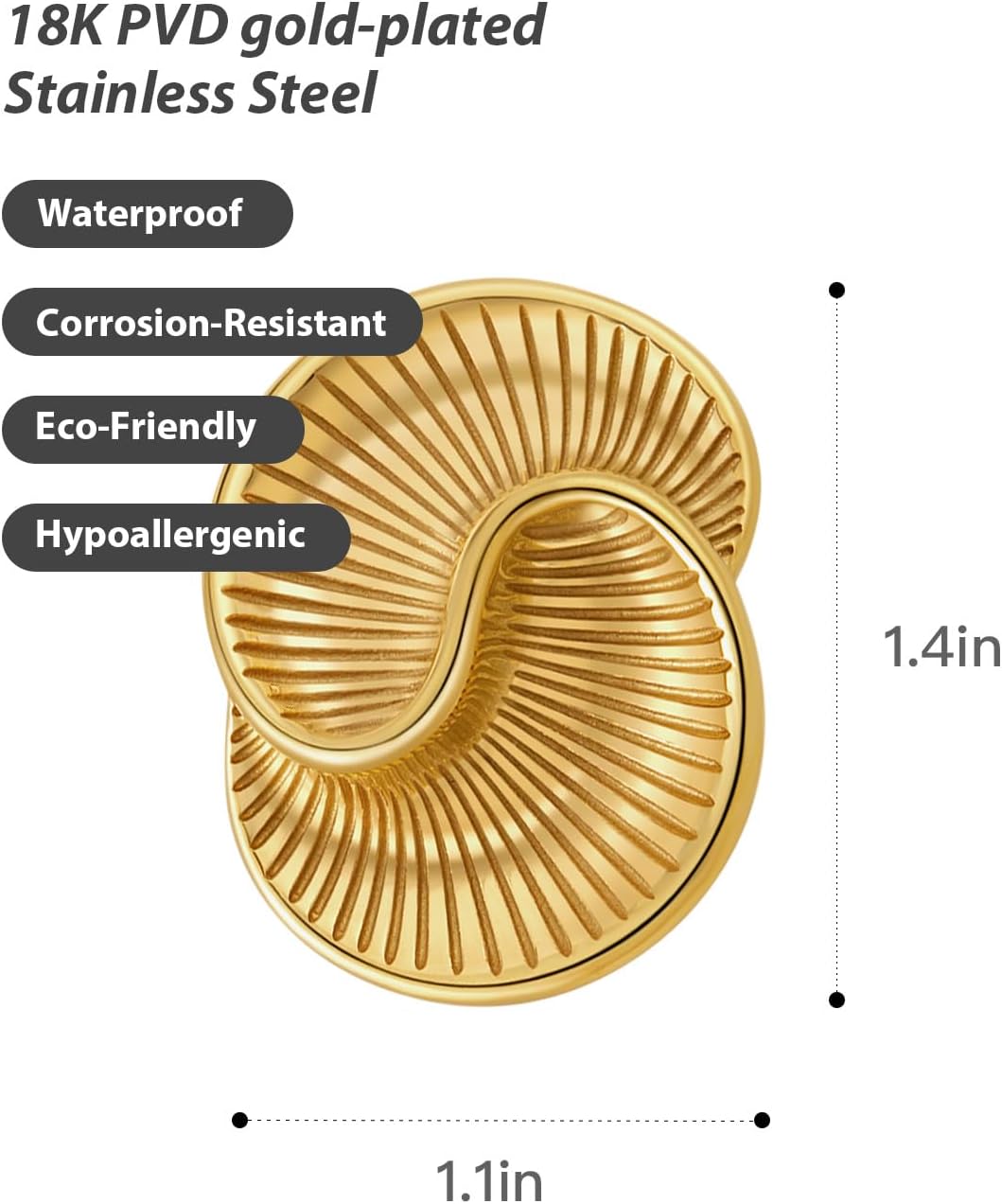 Chunky Gold Stud Earrings for Women Trendy, Statement Big Large Vintage Gold Hypoallergenic Earrings Jewelry for Women - Image 6