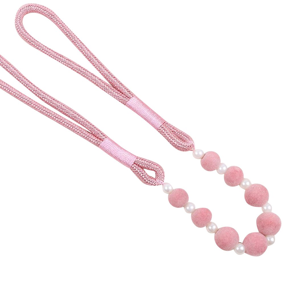 GeshiglobalFaux Pearl Ball Beaded Windows Curtain Binding Rope Tie Backs Holdbacks Decor - Pink
