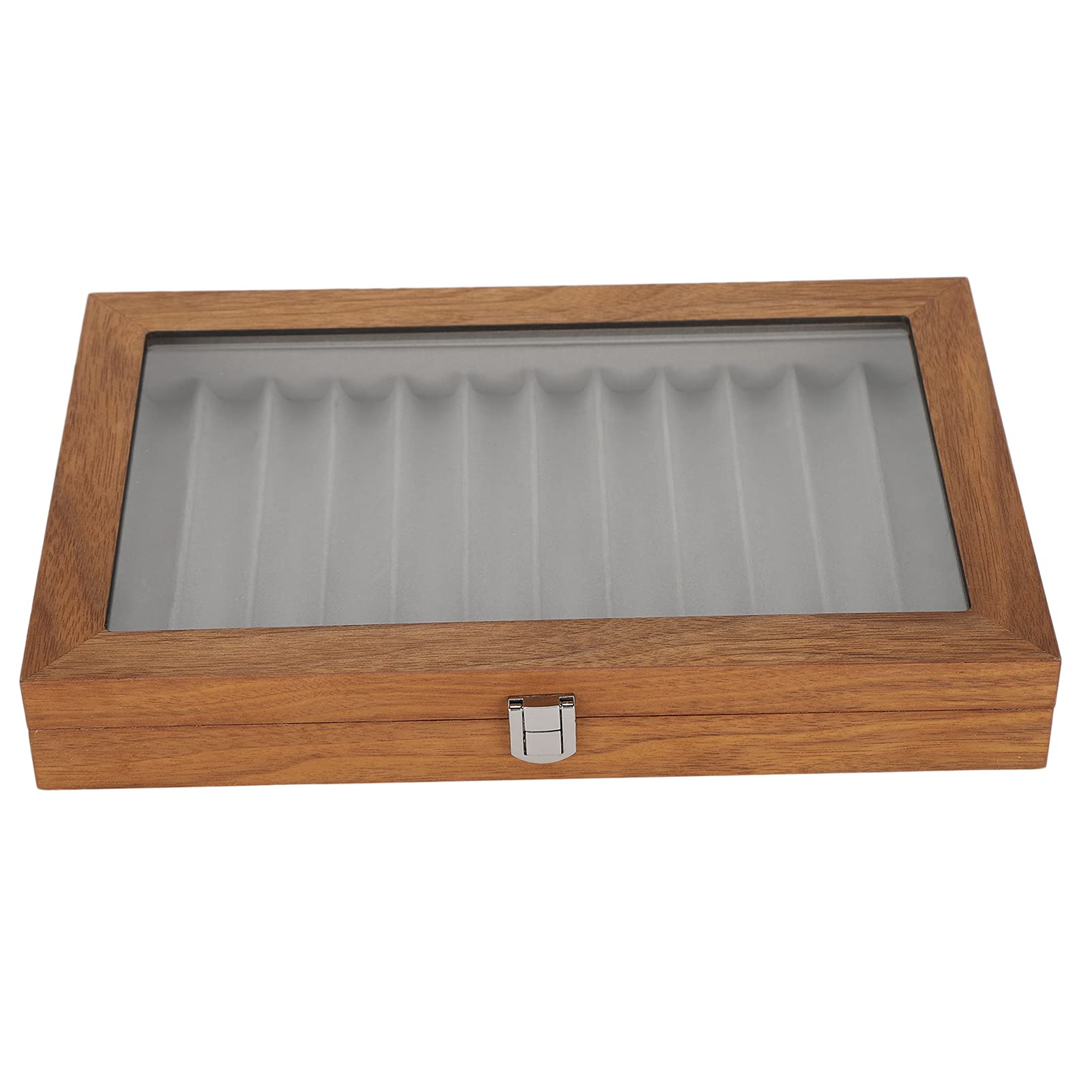 Ausla Vetrina per Penne Stilografiche in Legno di Noce, Scatola Portaoggetti per 12 Penne, Design Elegante, Finestra Trasparente, luminosità di Lunga Durata per la Casa, Mostre