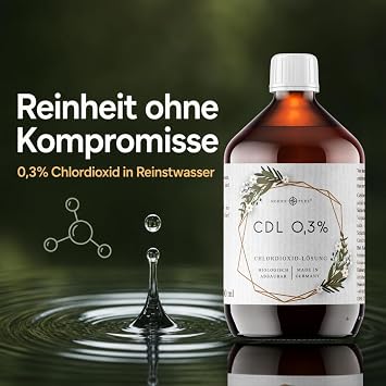 CDL - 500 ml Chlorine Dioxide Solution 0.3% by Nordic Pure Chlorine Dioxide Solution in Brown Glass Bottle for Drinking Water Disinfection CDL/CDs Made in Germany and Certified according to the Biocide Regulation