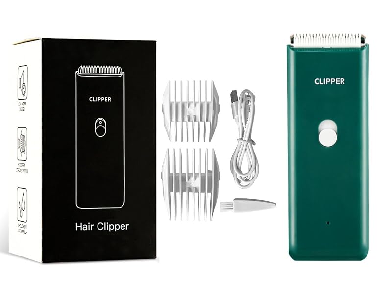Máquina de Tosa para Cães Tileon Recarregável por USB com Lâmina Cerâmica e 2 Pentes Verde, 1 unidade
