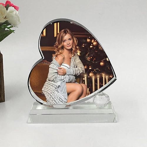 Marco de placa de cristal 3D personalizado con tu foto de corazón personalizado para boda, cumpleaños, nacimiento del bebé, día de San Valentín,