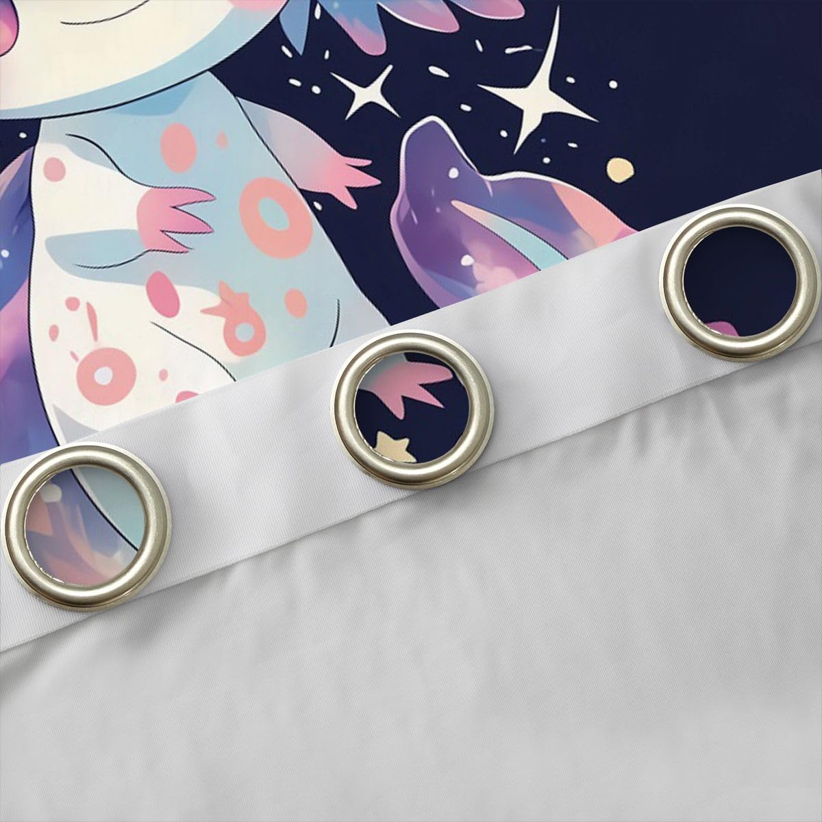 Homemissing Tende oscuranti Axolotl per camera da letto e soggiorno, motivo salamandra, stile kawaii, oceano marino, 2 pannelli, 132 x 228 cm, decorazione per la stanza nera e rosa