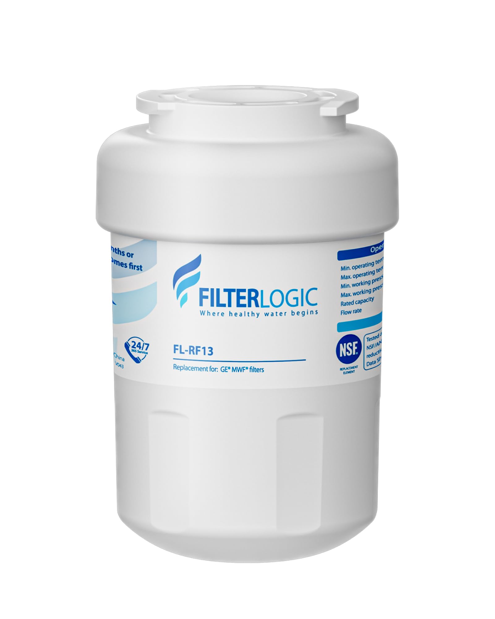 Filterlogic FL-RF13 Replacement for GE MWF SmartWater MWFP MWFINT MWFA GWF HDX FMG-1 GSE25GSHECSS WFC1201 RWF1060 Refrigerator Water