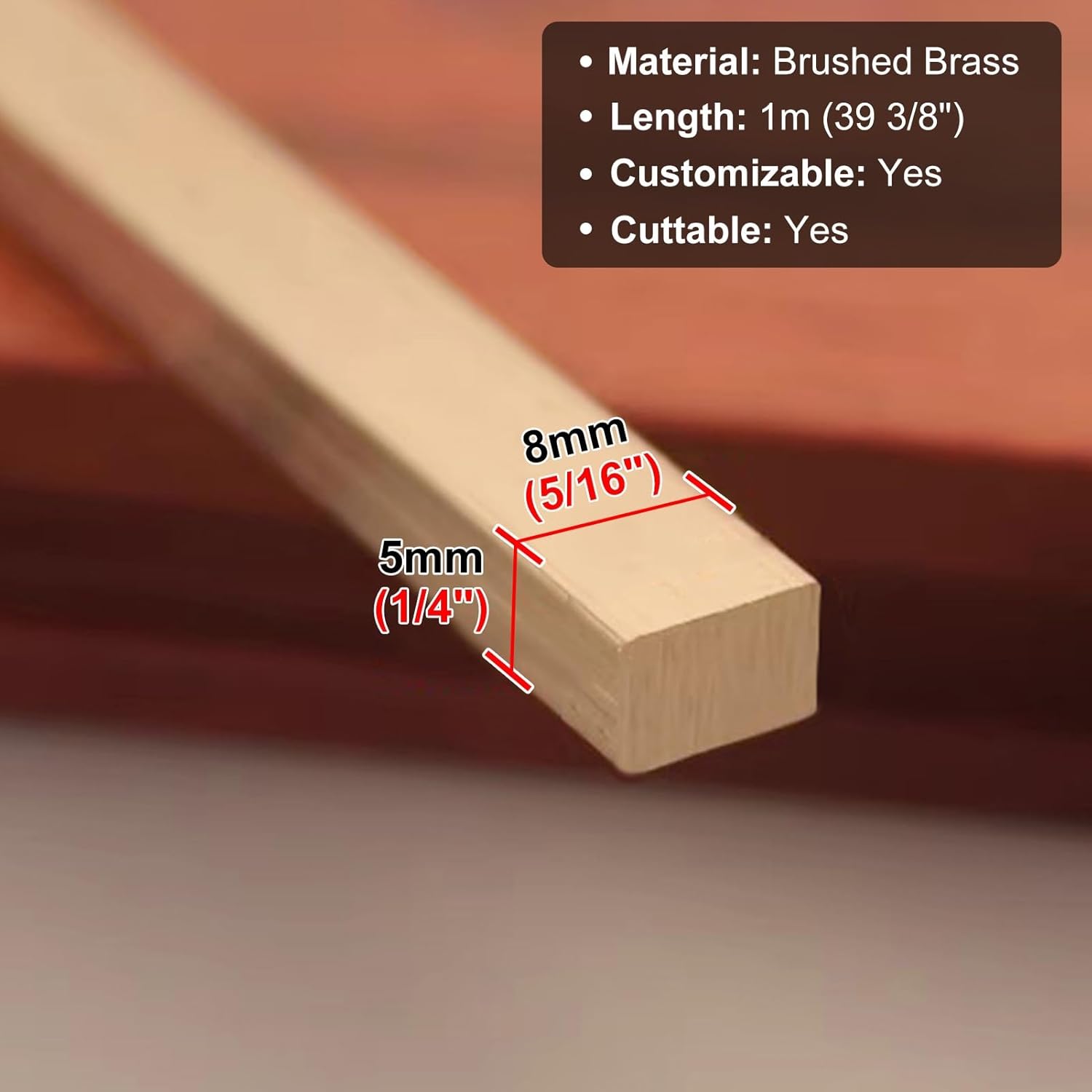 Brushed Brass Floor Trim Strip, Square/Rectangular Threshold Cover for Tile-Wood Seam, Durable Gap Strip for Doorways and Edges, Elegant Home Décor Solution