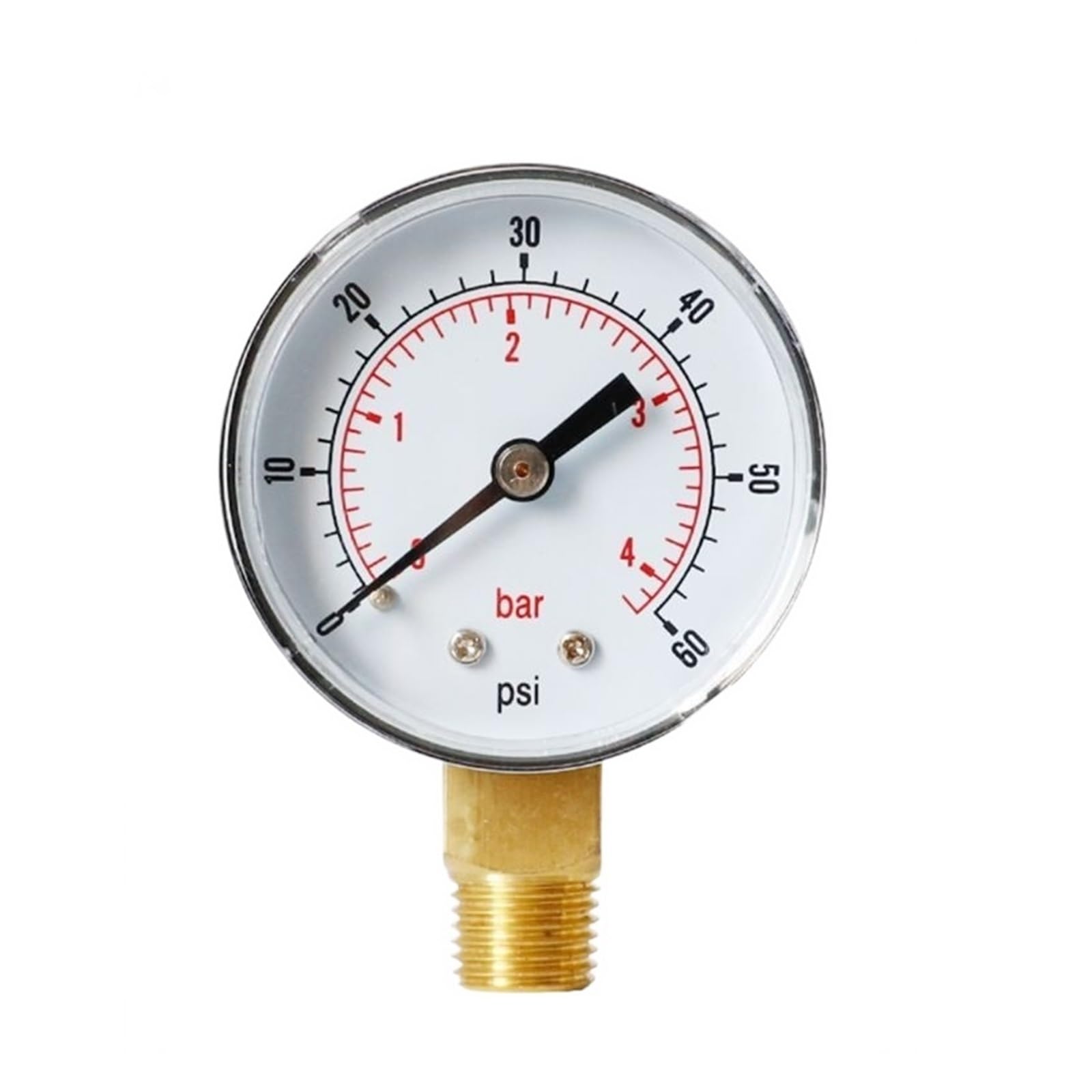 Ciśnieniomierz, Manometr radialny Y50 1/4BSPT 52 mm do powietrza, gazu, wody, paliwa, mediów niekorozyjnych, wielokolorowy, wiele zakresów(0-160psi)