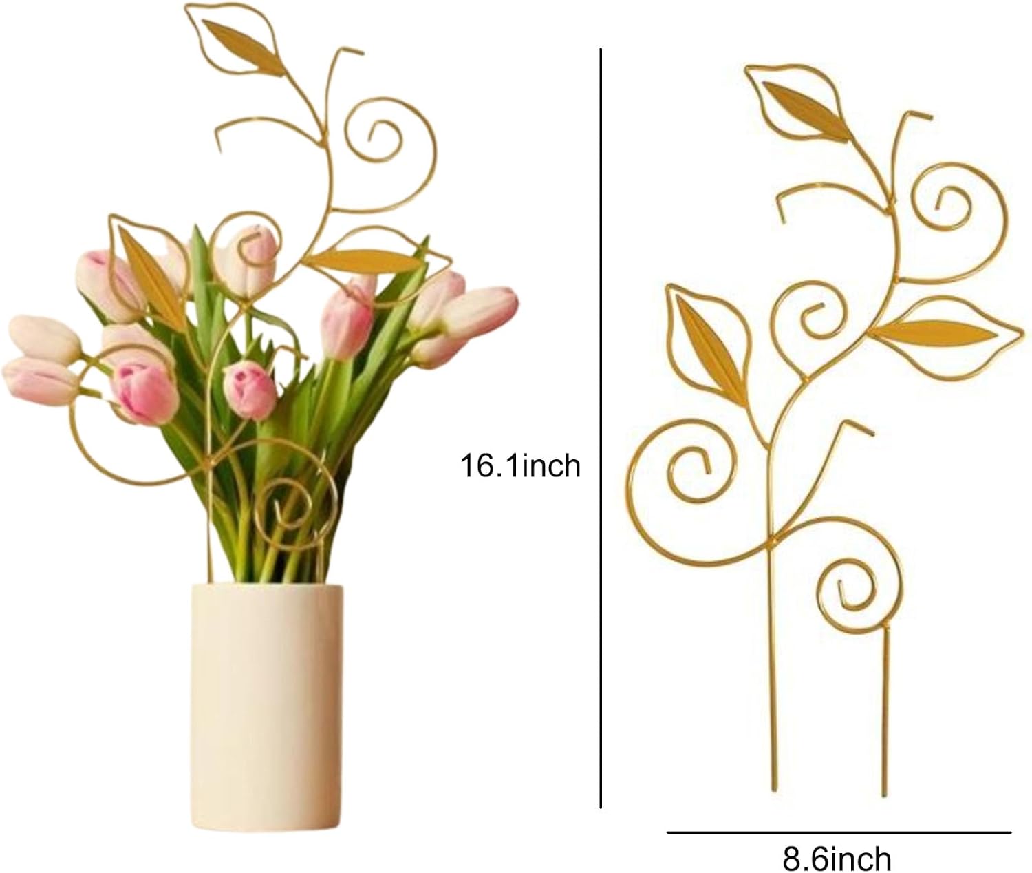 Decorative Metal Plant Trellis for Indoor Potted Plants – Leaf Shape Vine Support Stakes with 6 Plant Clips, Black/Green/Gold Garden Trellises for Climbing Plants, Vines (Black+Green+Gold 3pcs) image 2