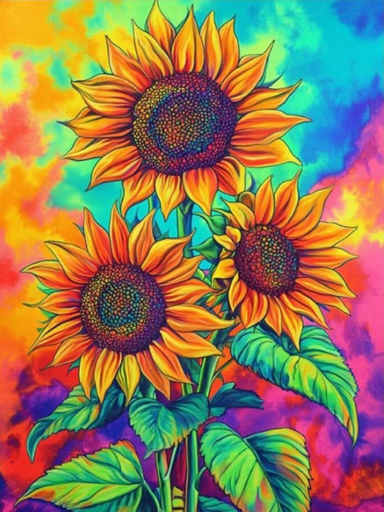 GLTEYACO Pre-Printed Cross Stitch Kits Sunflower 11CT Stamped Embroidery Kit for Adults Beginners DIY Embroidery Pattern Art Craft Decor 40x50 cm