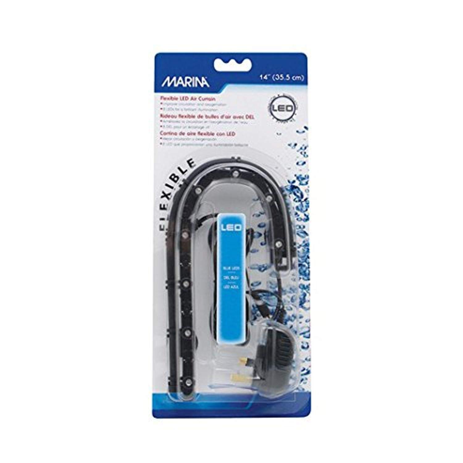 Marina Rideau d'Air à LED pour Aquarium Bleu 35,5 cm