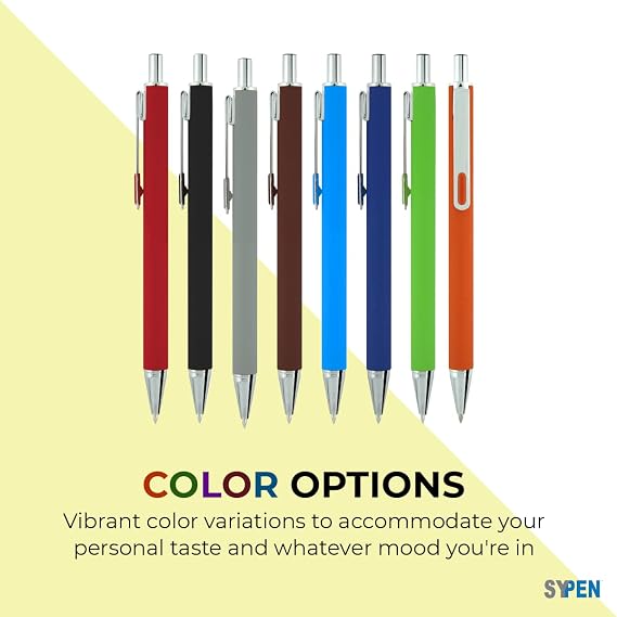 SyPen Personalized With your Custom Logo or Text Pens-Pack of 100- for Marketing, Parties, and Events-Soft Touch Rubberized Smooth Surface Barrel Click Action Metal Pens-Brown