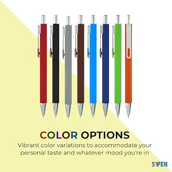 SyPen Personalized With your Custom Logo or Text Pens-Pack of 100- for Marketing, Parties, and Events-Soft Touch Rubberized Smooth Surface Barrel Click Action Metal Pens-Brown