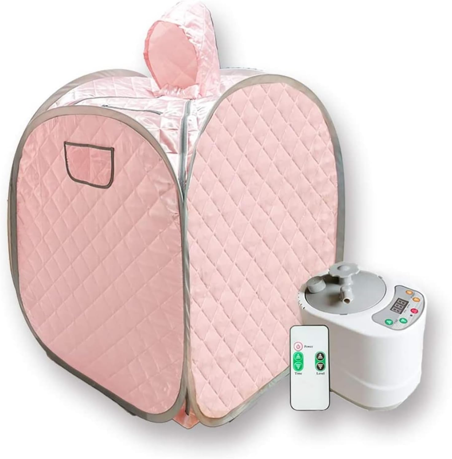 Portable Sauna Set for One Person Full Body Spa Shelter for Home Includes 2 Litre Steamer with Remote Control for Relaxation Pink-Border