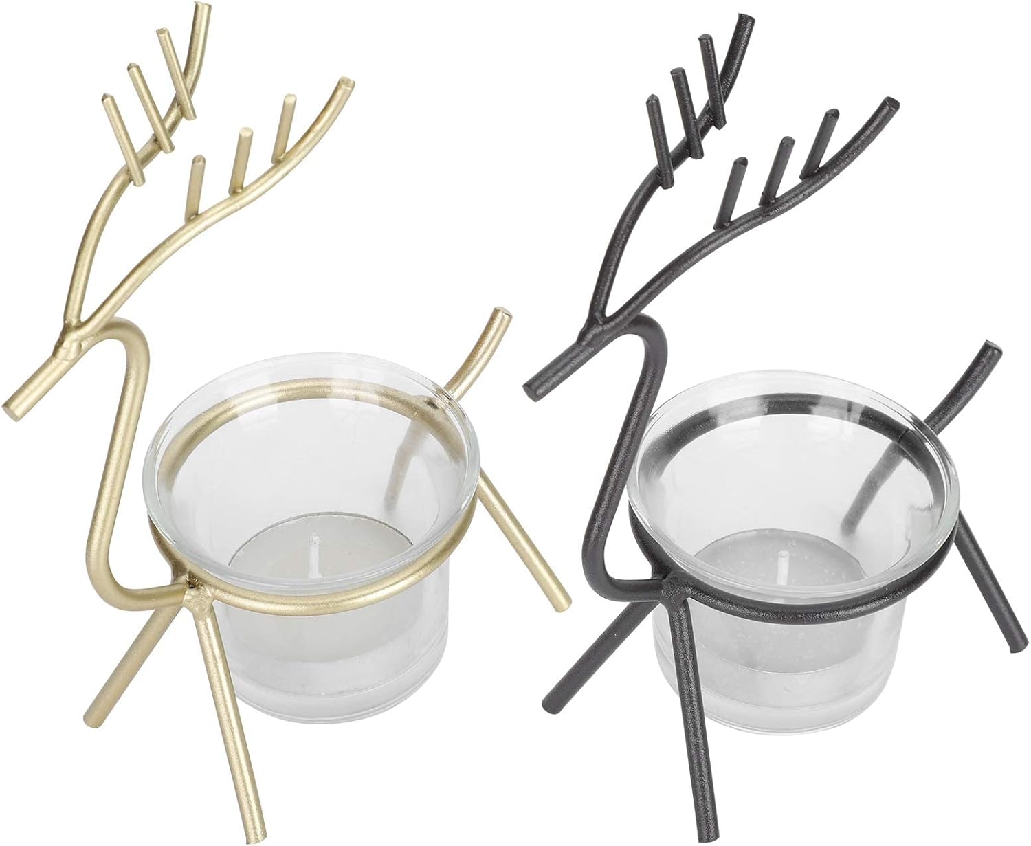 RMZE 2 Pack Reindeer Tea Light Candle Holders, Tea Candles