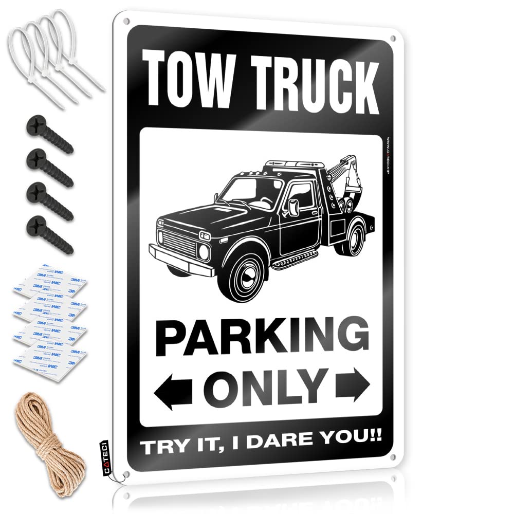Necessities Nice Cool Wall Decor - Tow Truck Parking Only Indie Metal Wall Art Ready To Hang For Porch(20X30CM)