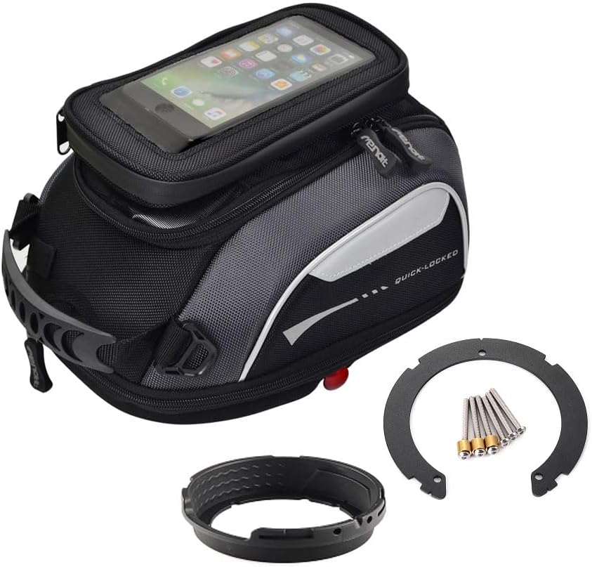 MENAT Motorcycle Tank Bag with Anti-Theft Quick Lock Base, 5-8L Expandable Storage, Phone Pocket, Rain Cover – For Most YAMAHA Bike (FT, Tracer 9 / Tracer 9 GT/Tracer 9 GT+ (21 & 24))
