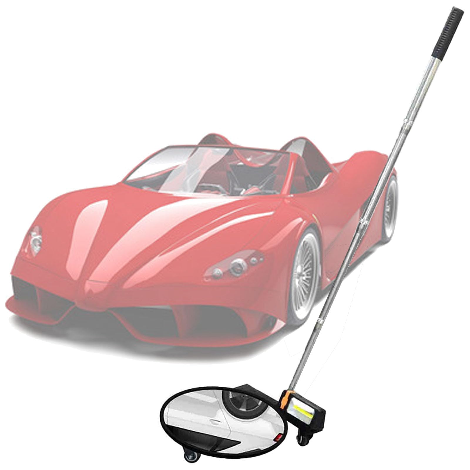 Espejo De Inspección De Bajos con Luz Led, Equipo De Seguridad para Revisión De Bajos De Vehículos con Mango Retráctil Ajustable De 475-1140 Mm Y 30 Cm De Diámetro,
