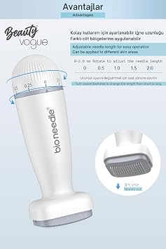 Bio Needle Dermastamp, 140 İğneli Ayarlanabilir Mikro İğneleme Cihazı, Cilt ve Saç Bakımı için Dermaroller