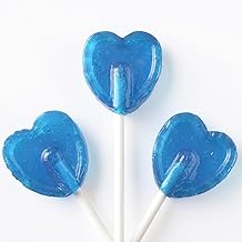 Blue Raspberry Heart Shaped Lollipops, Sweet Candy Lollies Ideal for Wedding Favours, Valentines Day, Baby Showers, and Party Favours - Pack of 30 Lollipops