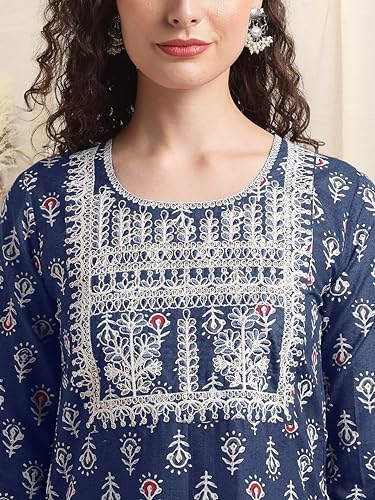Image of MIRCHI FASHION Women's Straight Fit Pure Cotton Printed Kurta Set with Dupatta and Trouser