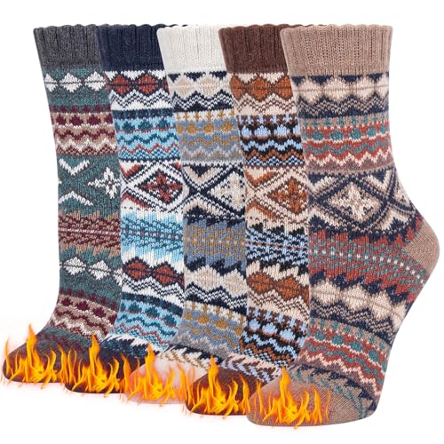 Justay Pucott Kuschelige Winter Wollsocken für Frauen, Thermosocken Damen in Einheitsgröße, Warm und Bequem