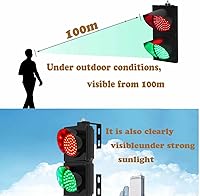 Vista 4 de Semáforo LED industrial, 2 luces de tráfico de muelle de carga rojo/verde, luz de parada/marcha industrial de 4 pulgadas, con control