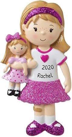 Amazon 人形を持った女の子向けクリスマスツリー オーナメント 子供 幼児 プレイハウス ゲーム 好きな赤ちゃんを学ぶ アメリカの おもちゃ ハート グリッター ピンク パープル 生意気そく 年ギフト カスタマイズ可 おもちゃ おもちゃ