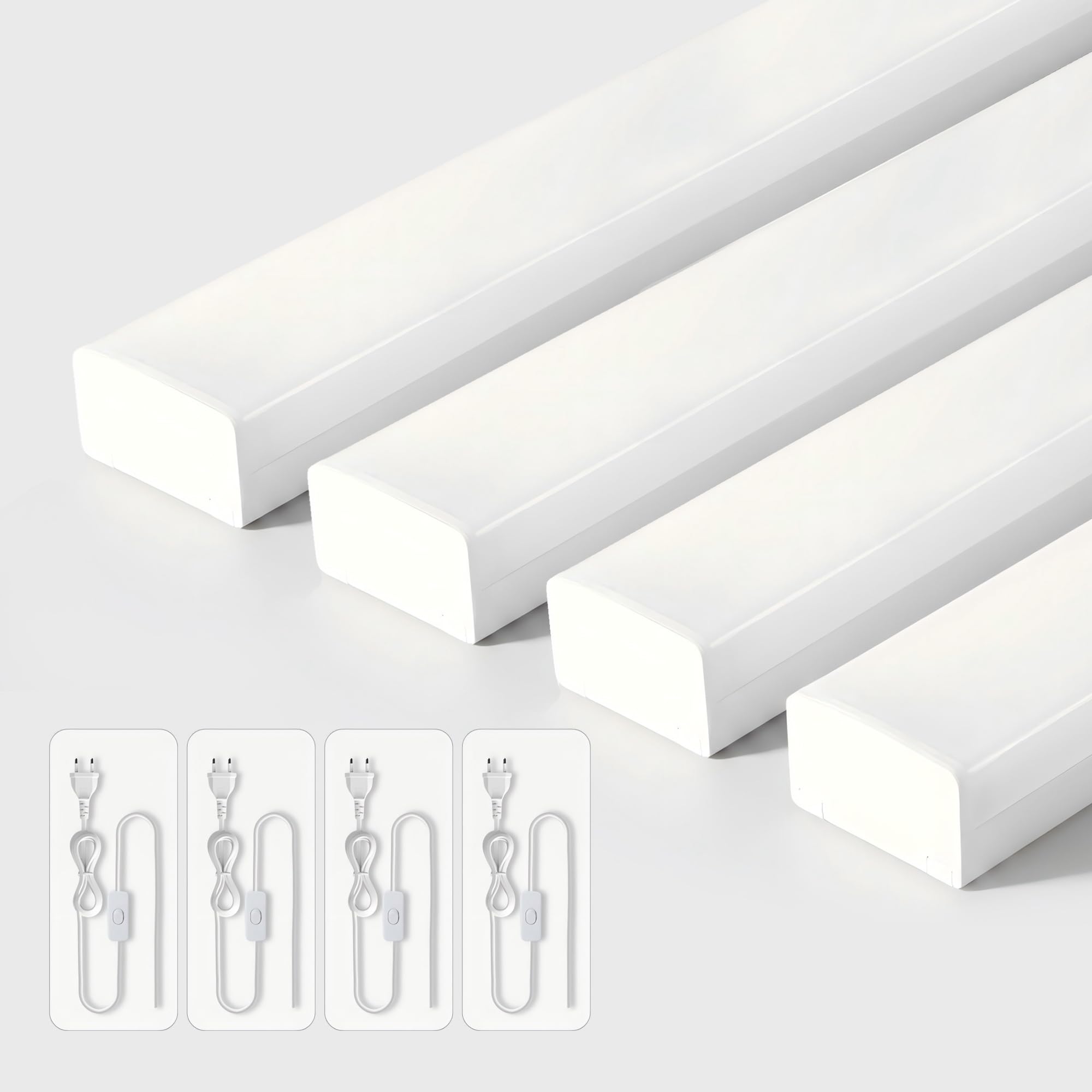 BrightFly Lampada a LED per ambienti umidi, 30 W, striscia luminosa a LED da 1,2 m, 4 pezzi, luce bianca fredda super luminosa, 6500 K, con spina europea, ideale per garage, cantina, officina
