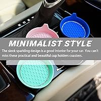 Vista 66 de zipelo Bling Car Cup Coaster, 2 Pack Universal Vehicle Anti-Slip Cup Holder Insert Coasters, Crystal Rhinestone Silicone Shockproof Drink Mat, Car
