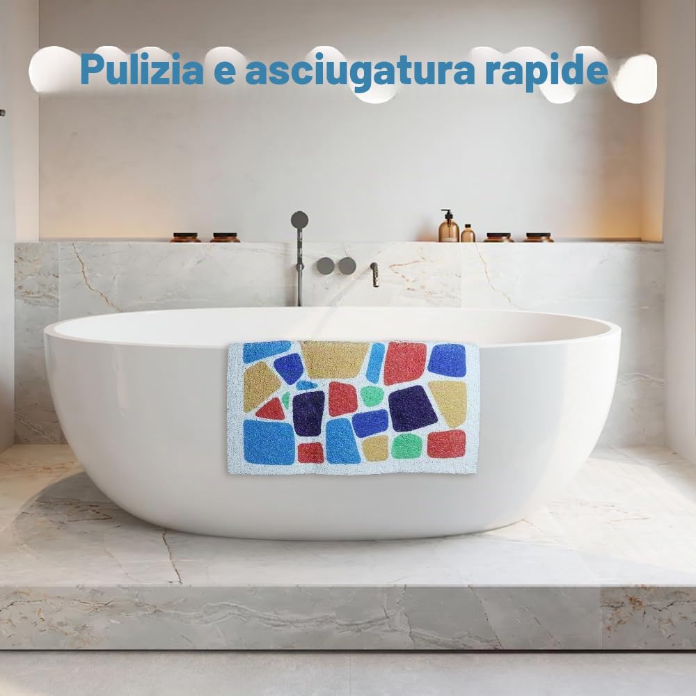 Tappetino da Doccia Antiscivolo 60 x 60 cm, Tappetino Doccia in Luffa Anti Muffa, Tappetino Antiscivolo con Fori di Drenaggio per Box Doccia Bagno Area Umida