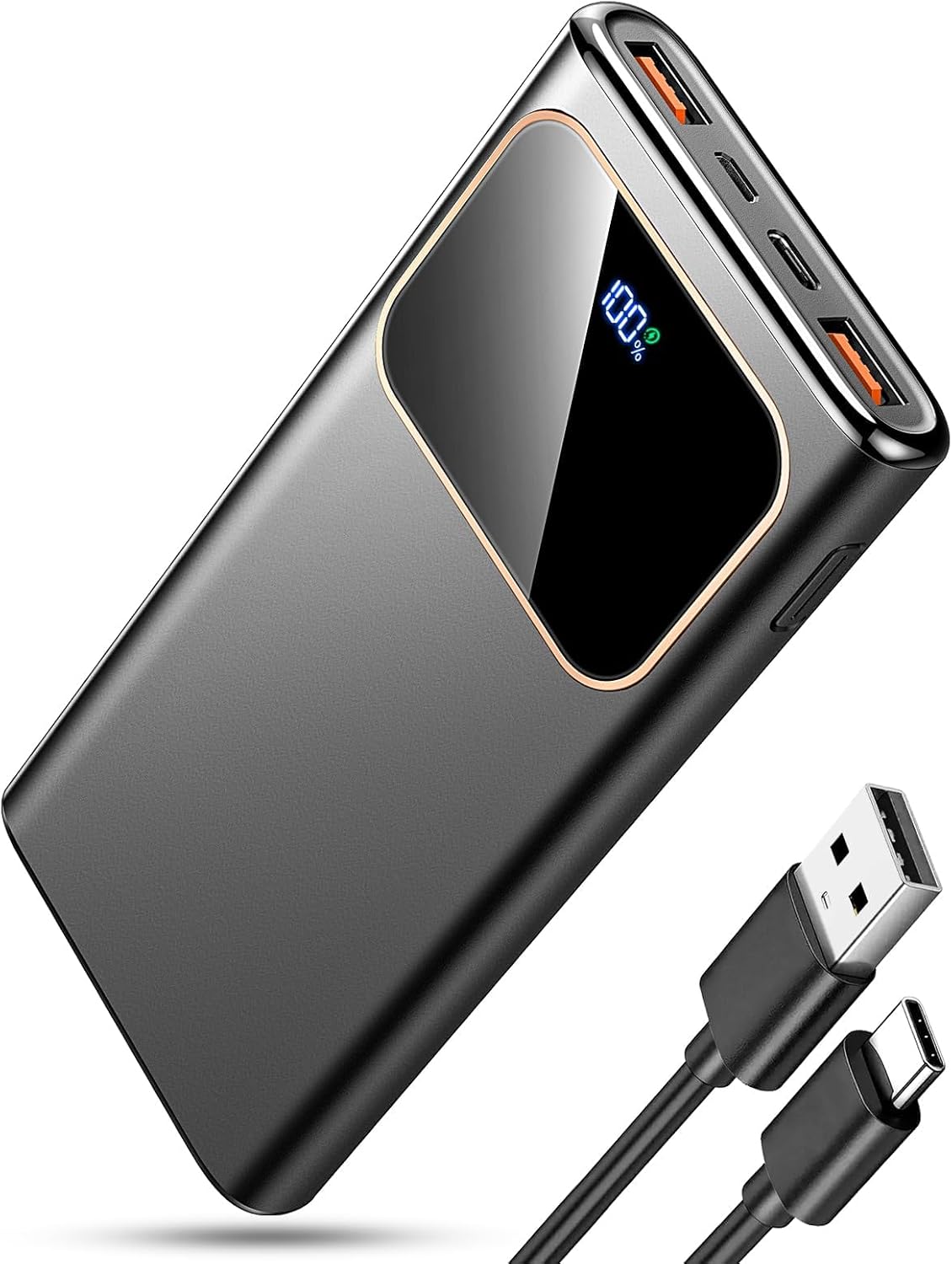 Power Bank Fast Charging 10000mAh, 22.5W Portable Charger USB C Input & Output Powerbank with LED Display, PD3.0 QC4.0 Phone Battery Pack for iPhone17/16/15/14/13/12, Android More,2026 Black