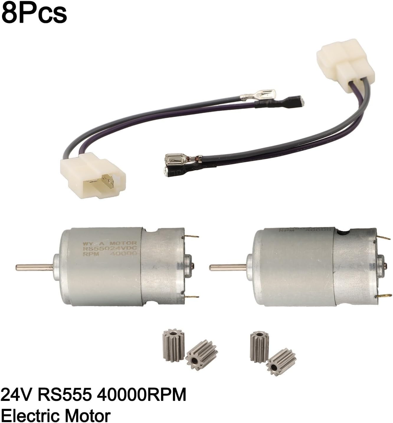 24V RS555 Gearmotor High RPM Electric Motor with Cooling Fan Metal Copper Coil for Children Ride On Car Upgrade Kit Includes 8.6mm and 10.0mm Gears