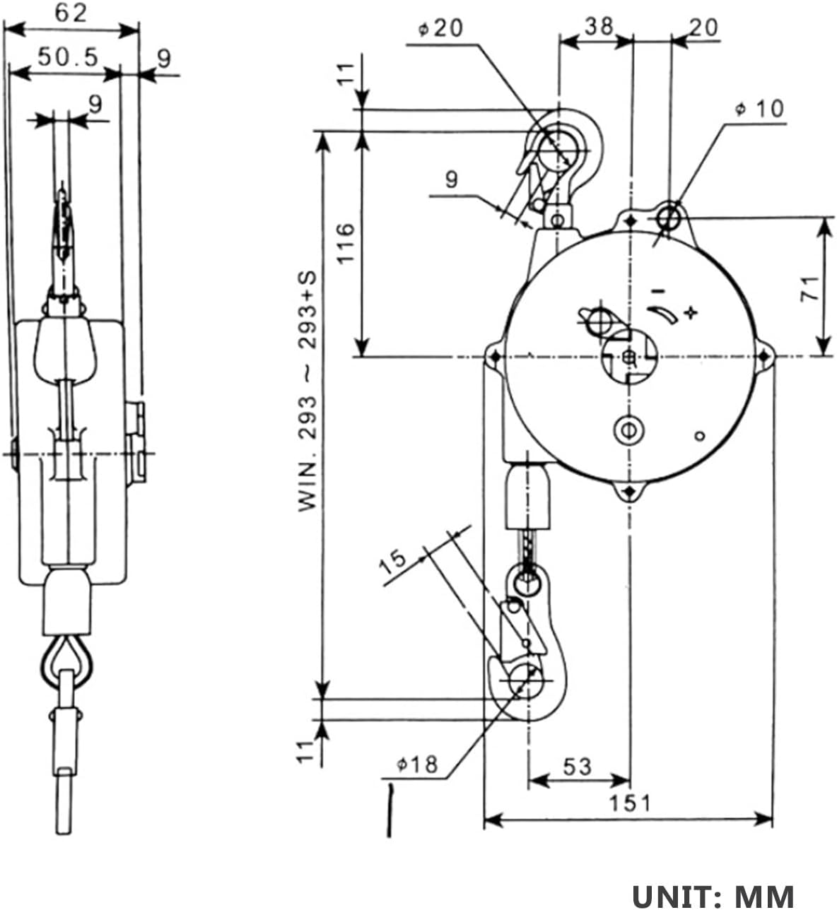 Retractable Spring Balancer ，Self-Locking Ratchet Device with 3-m Wire Rope Hanging Holding Equipment，Workshop and Automotive Equipment, Multifunctional Auxiliary Tools(ZW 5-9)