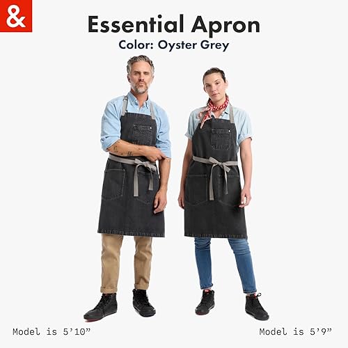 Miniatura 6 de hedley & bennett Essential Delantal  Delantal de cocina de mezclilla resistente con bolsillos y trabilla para toalla  Ropa de trabajo profesional de