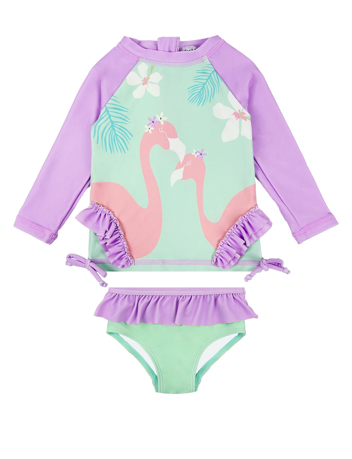 weVSwe Traje De Baño para Bebé Niña UPF 50+ UV De Manga Larga De Dos Piezas Conjunto De Protección contra Erupciones para Niños Pequeños Traje De Baño con Volantes De Secado Rápido 0-6 Años