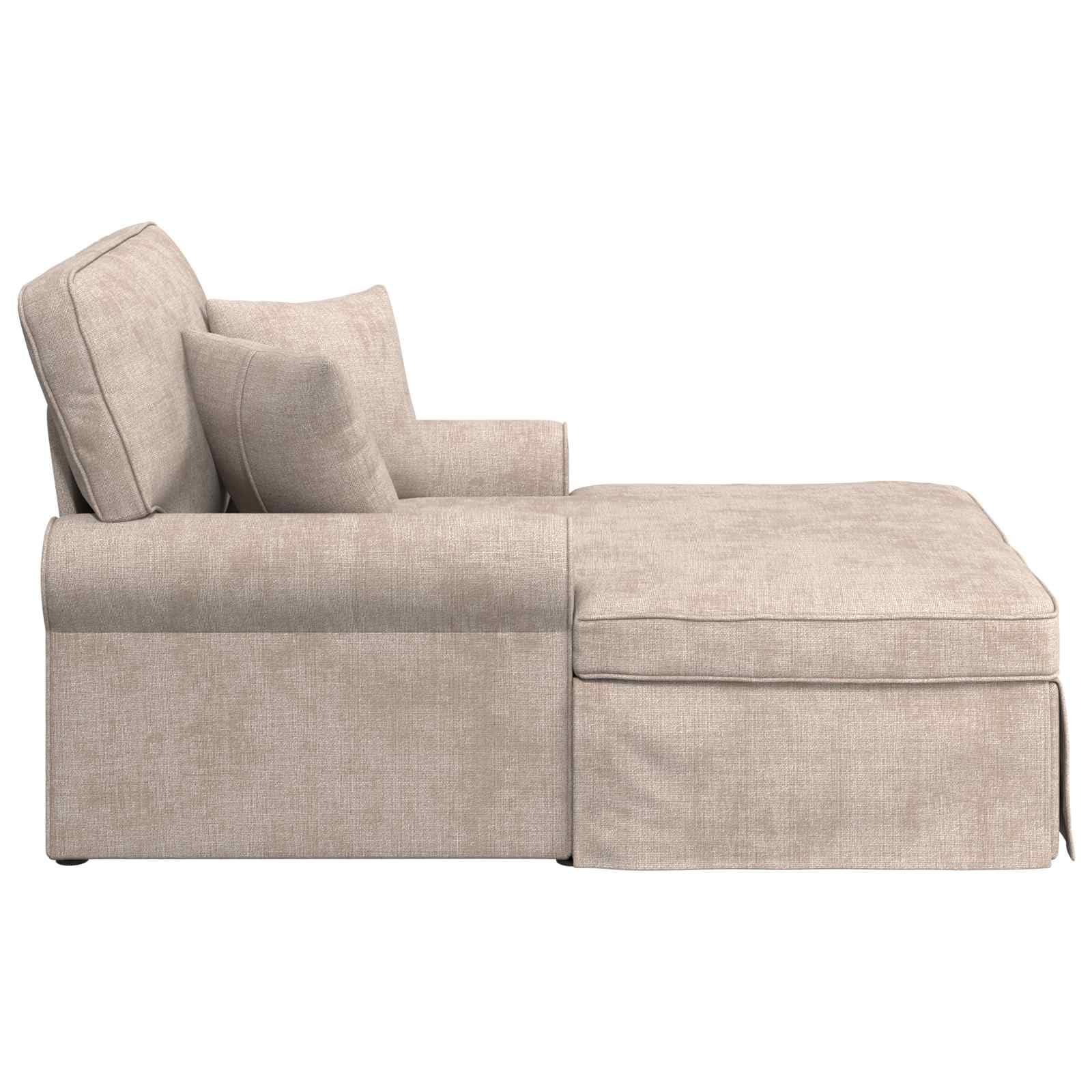 Chaise Lounge Beige ARES en Polyester rembourré 157 x 91 x 91 cm, Fauteuil Relax intérieur avec accoudoirs, Coussin Amovible, méridienne pour Salon Chambre détente Lecture