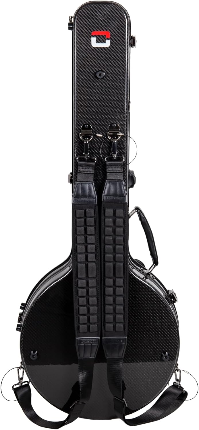Crossrock Air Carbon Series Case fits 5-string Resonator style of Banjo- 100% Purity Carbon Fiber Flight Case, Includes Padded Protective Cover, TSA Lock- Black（CRF6030BJBK）