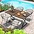YITAHOME 5 Piece Patio Dining Set, Stackable Chairs with Comfortable Cushions, 59" Rectangle Tables with Metal Frame and Faux Wood Tabletop for Patio Balcony Porch Poolside Lawn Garden, Brown & Beige