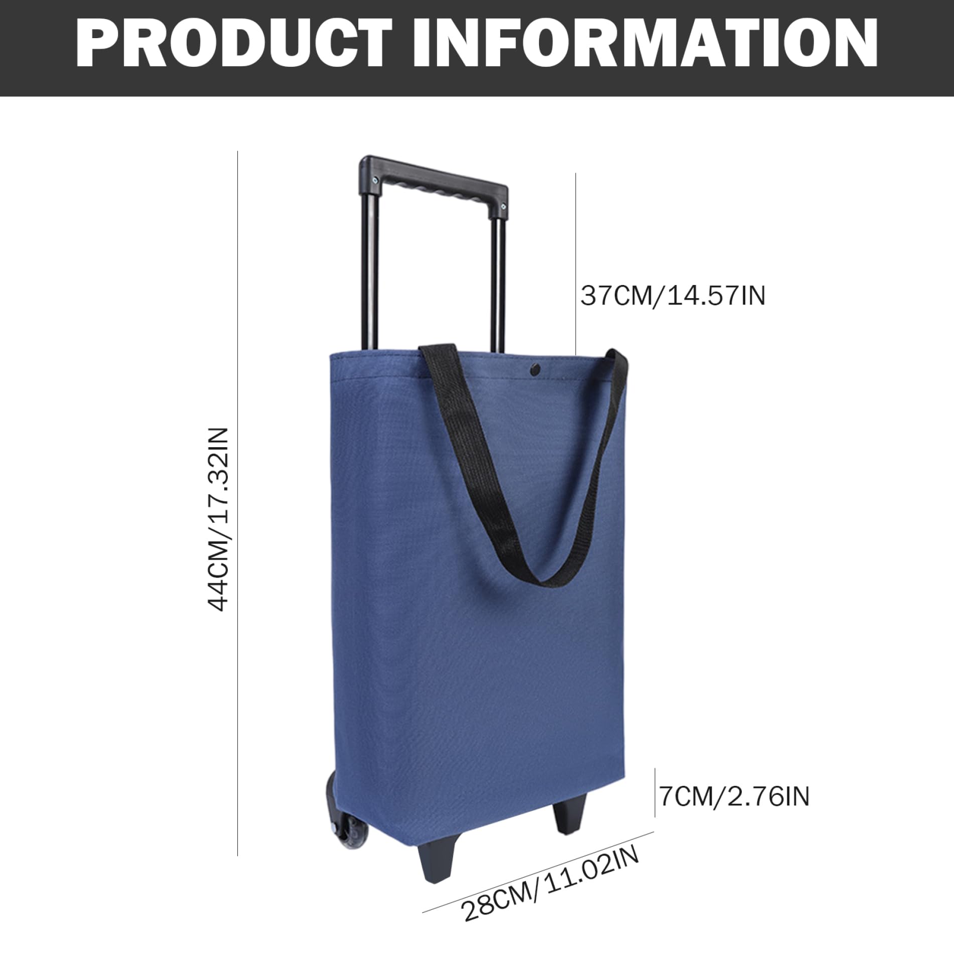 Compras Correos sobre Ruedas Bolsas de tranvía Reutilizables de impermeabilización portátiles Plegables con Mango para supermercados y Viajes, Azul