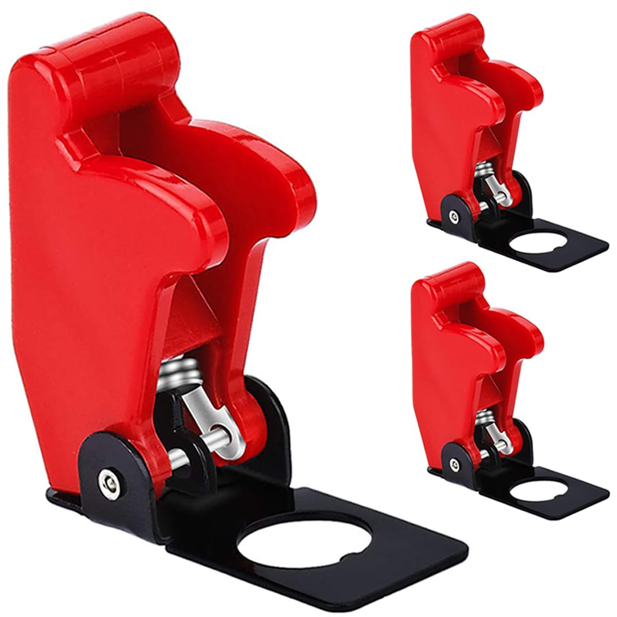 3 piezas de 12 mm con agujero de montaje rojo de seguridad a prueba de polvo, tapa de plástico impermeable, cubierta protectora de aviones para interruptor de palanca de palanca resistente