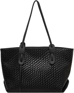 Womens Fashion Luxury Large Leather Woven Leather Tote Handbag Shoulder Bag Women Top Handle Satchel Handbag Work