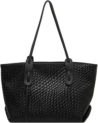 Womens Fashion Luxury Large Leather Woven Leather Tote Handbag Shoulder Bag Women Top Handle Satchel Handbag Work