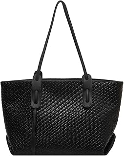 FENGJINRUHUA Womens Fashion Luxury Large Leather Woven Leather Tote Handbag Shoulder Bag Women Top Handle Satchel Handbag Work