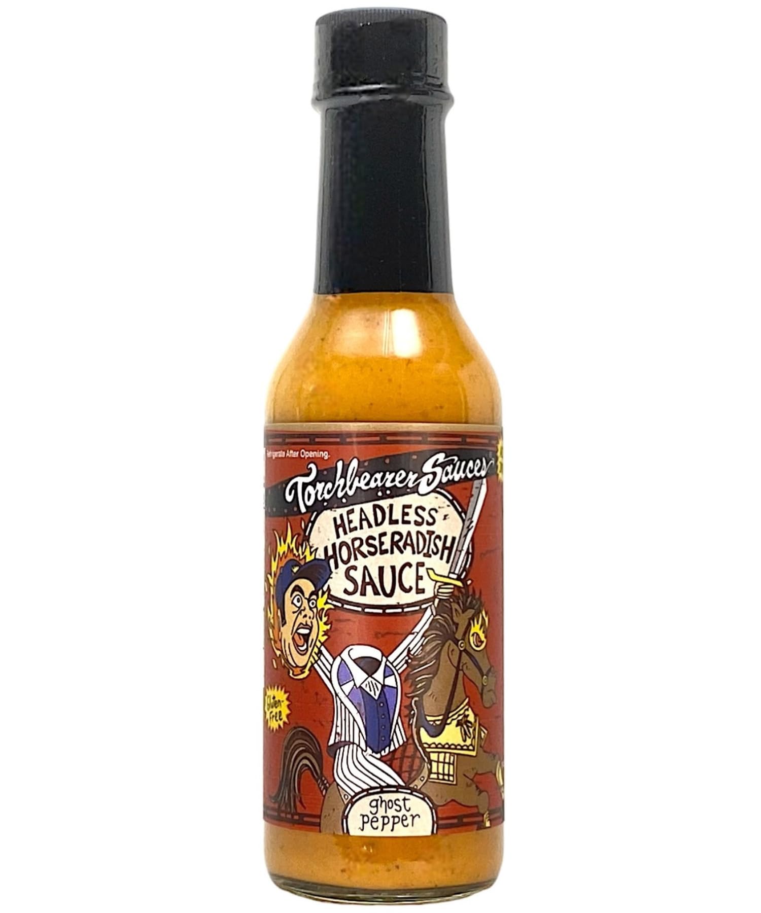 TorchBearer Sauces Headless Horseradish Ghost Pepper Hot Sauce 5oz, Heat level 6 - Featured on Hot Ones - All Natural, Extract-Free, Made in USA