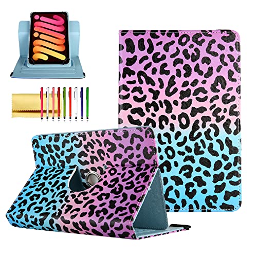 Universal Case for 7.5-8.5 Inch Tablet, Techcircle 360° Rotating Stand Folio Cover Elastic Strap Protective Case for Samsung 8.0' 8.4' 8.7', LG G Pad 8.0 8.3 & More 8 Inch Tablet, Leopard Print