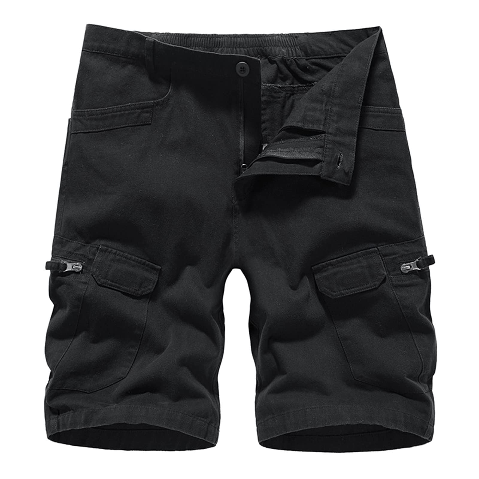 Black Big And Tall Mens Shorts Stretch Waist Loose Fit
