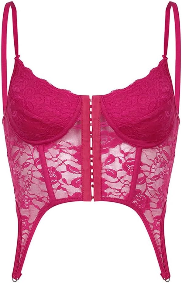 JSEIAJB White Lace Top Female Transparent Bandage Cropped Corset Tops Camisole Tie Up