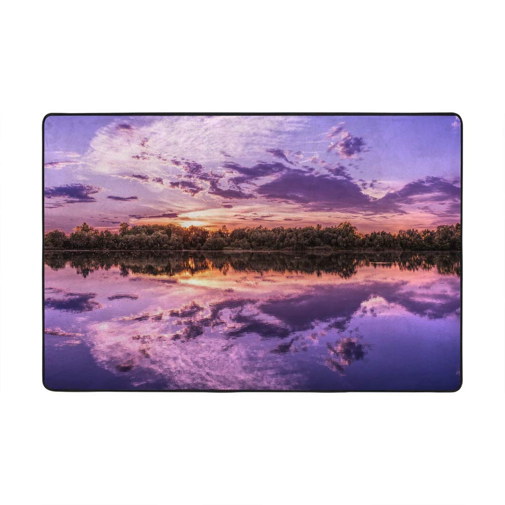 Tapis de salon violet fantasy grand tapis de surface Ruchen velours corail panorama lac 160x122