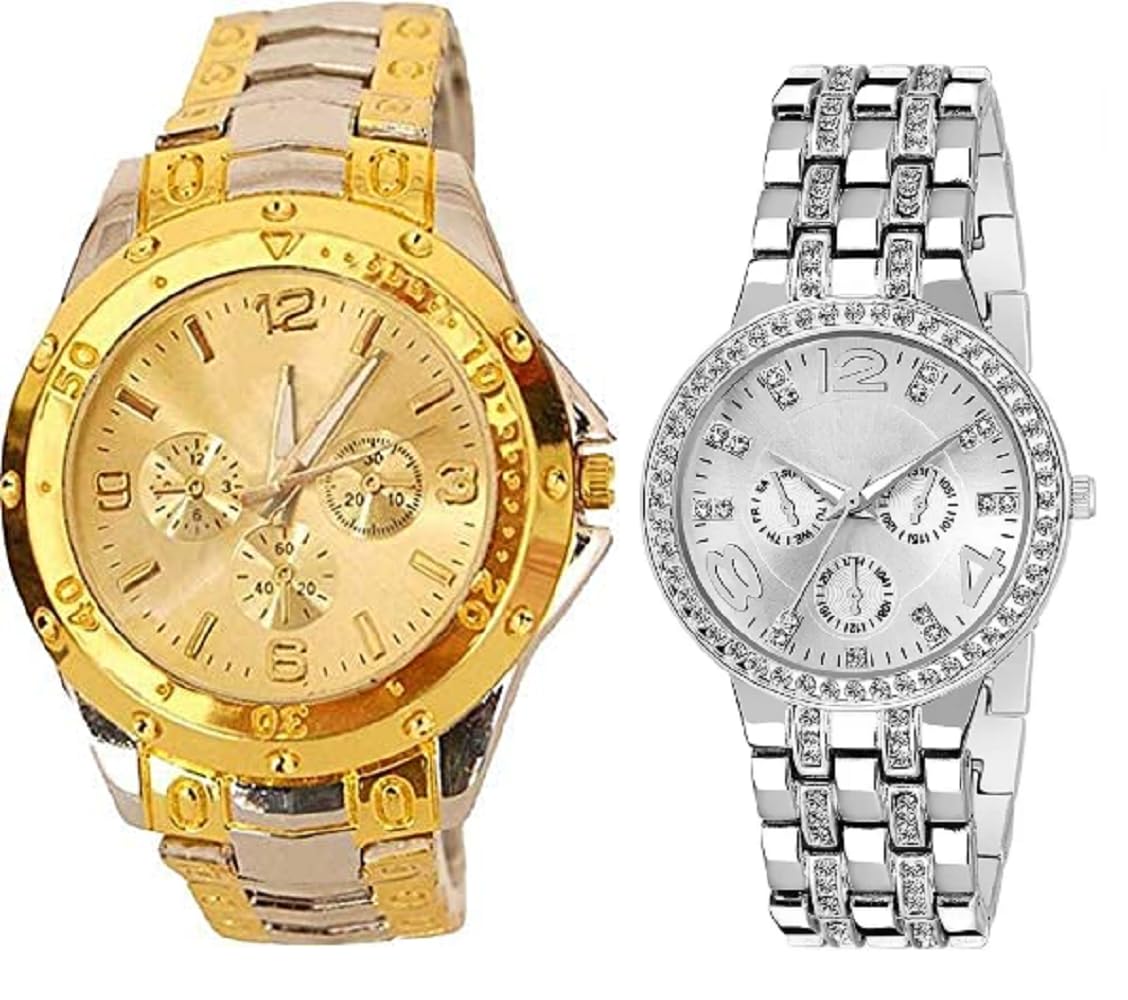 SELLORIA Premium Brand Trending Style Looking Unisex Analog Good Return Gift for Couple for Men Stainless Steel Watches for Couple Pack of 2 Bast Watches for Couples (Silver) (B0CFTZTHBS) Amazon Price History, Amazon Price Tracker