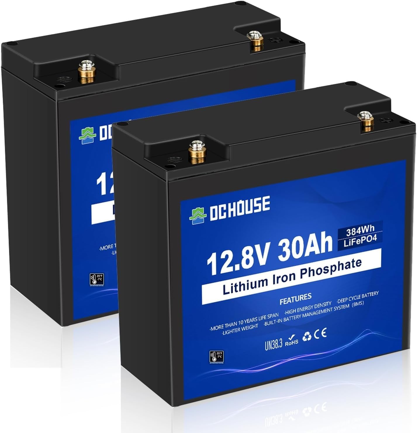 DC HOUSE 2 Pack 12V 30Ah LiFePO4 Lithium Battery product image