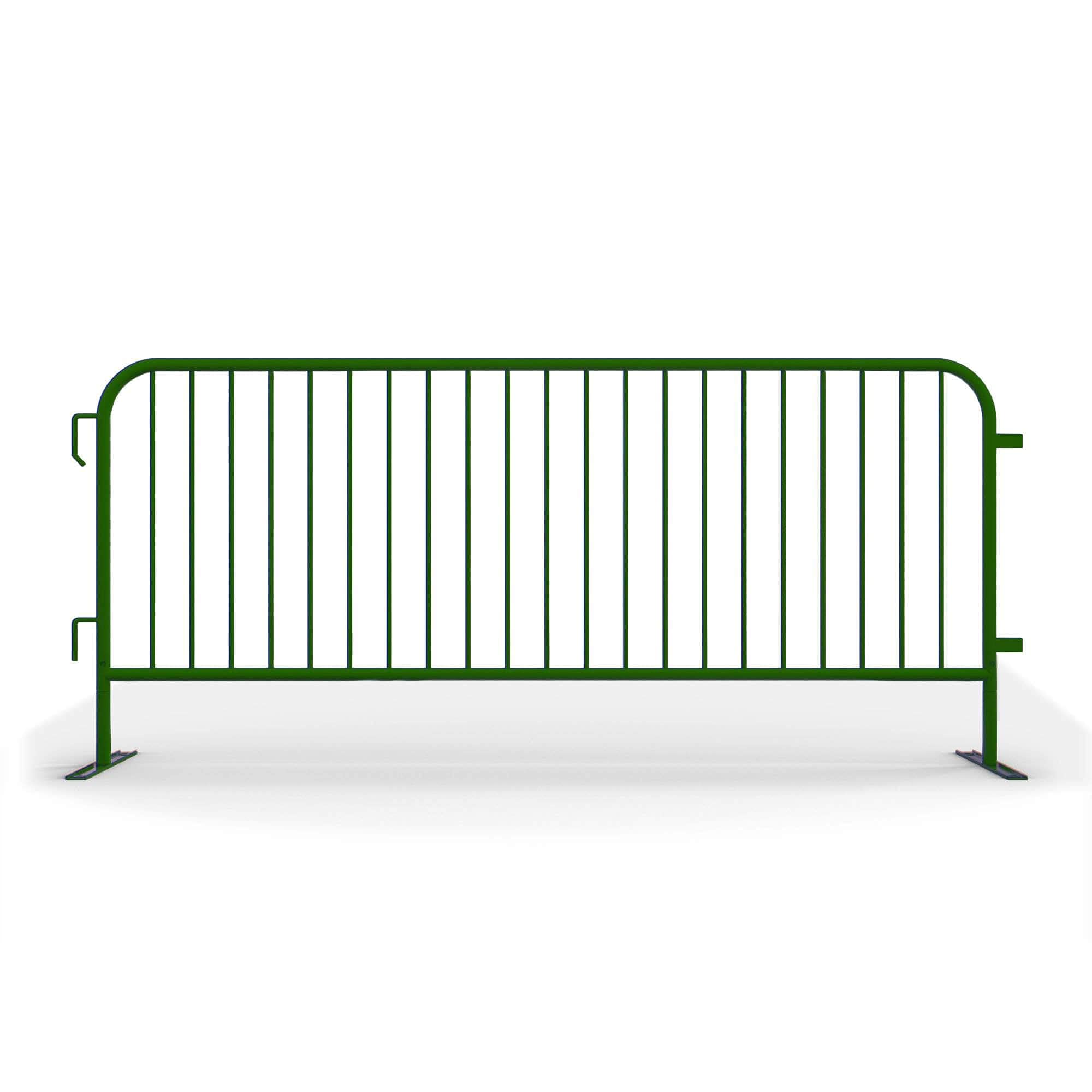 Angry Bull Barricades Metal Interlocking Steel Barricade (8.5 Ft. Heavy Duty, Flat Feet, Green Powder Coated, Set of 20)